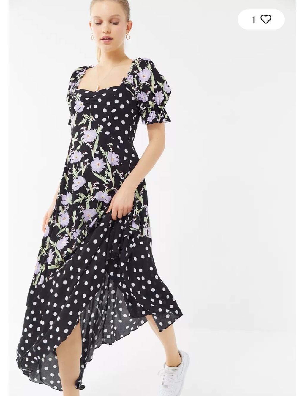 Urban Outfitters Mixed Print Floral & Polka Dot Maxi Dress | Size L (Fits XL)